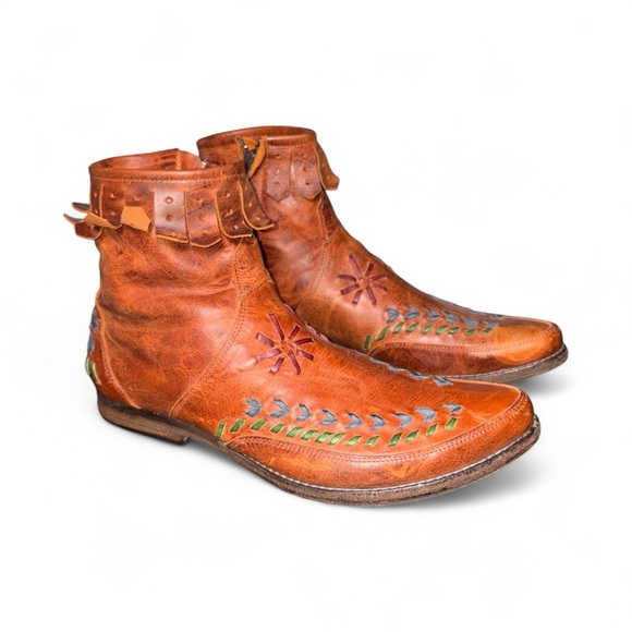 Old Gringo Brown Ankle Boots with Colorful Embroidery - Picture 4 of 13